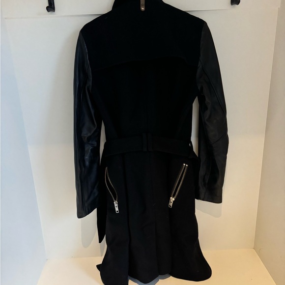 Mackage Leather & Wool Trench Coat - Picture 4 of 6